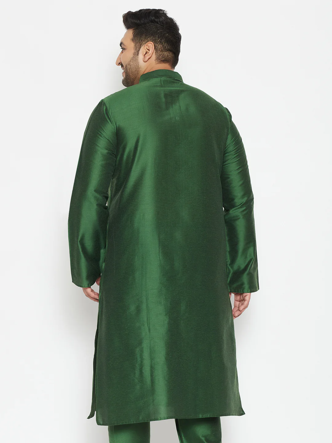 Men's Plus Size Green Viscose Blend Kurta - Image 3