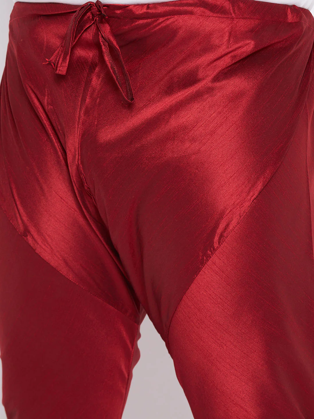 Men's Plus Size Rose Gold Silk Blend Kurta And Maroon Pyjama Set - Image 5