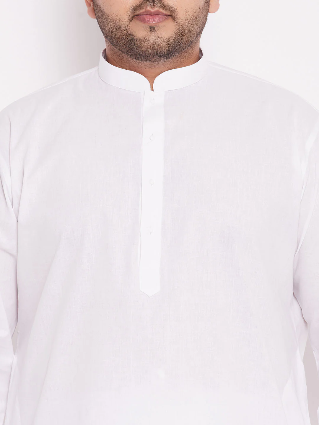 Men's Plus Size White Cotton Kurta - Image 4