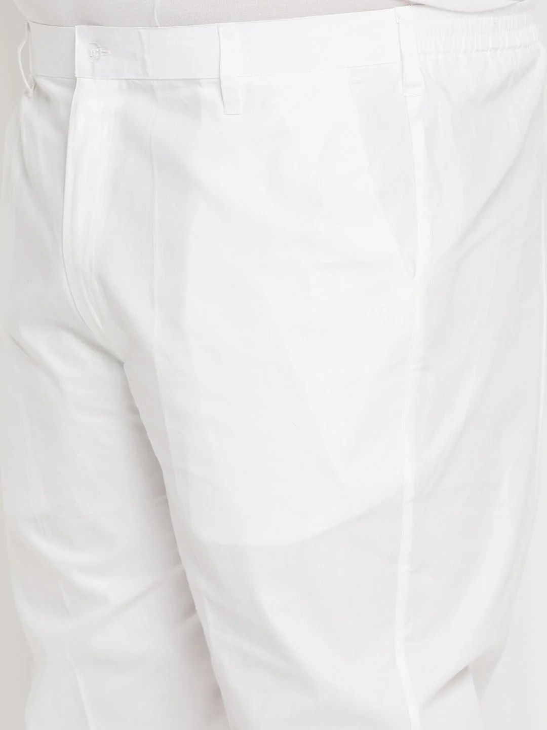 Men's Plus Size White Cotton Kurta And Cotton Pant Style Pyjama Set - Image 5