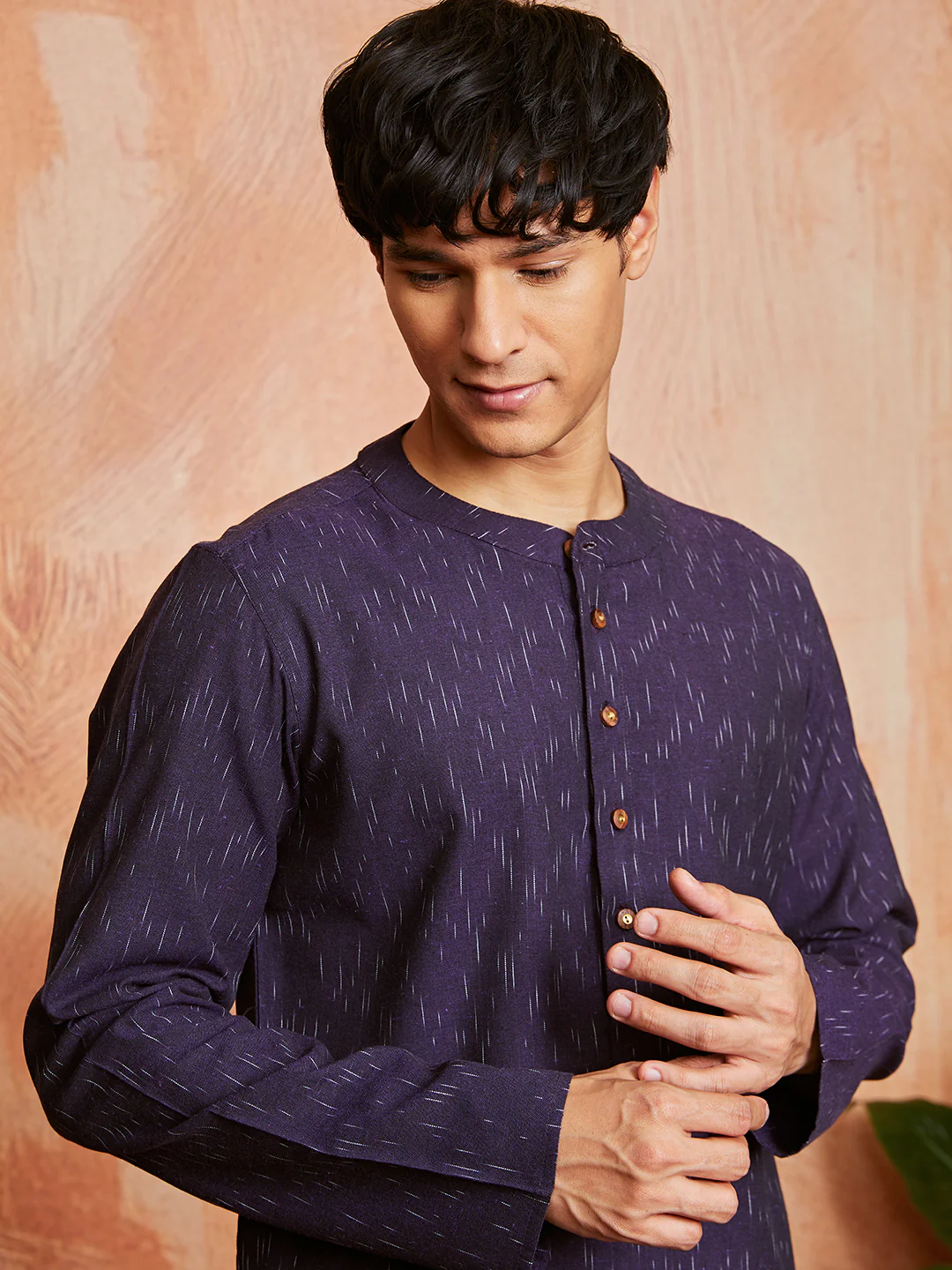Men's Purple Cotton Kurta - Image 2