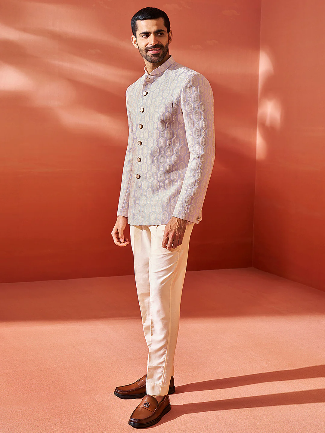 Men's Purple Silk Blend Jodhpuri Pyjama Set - Image 5