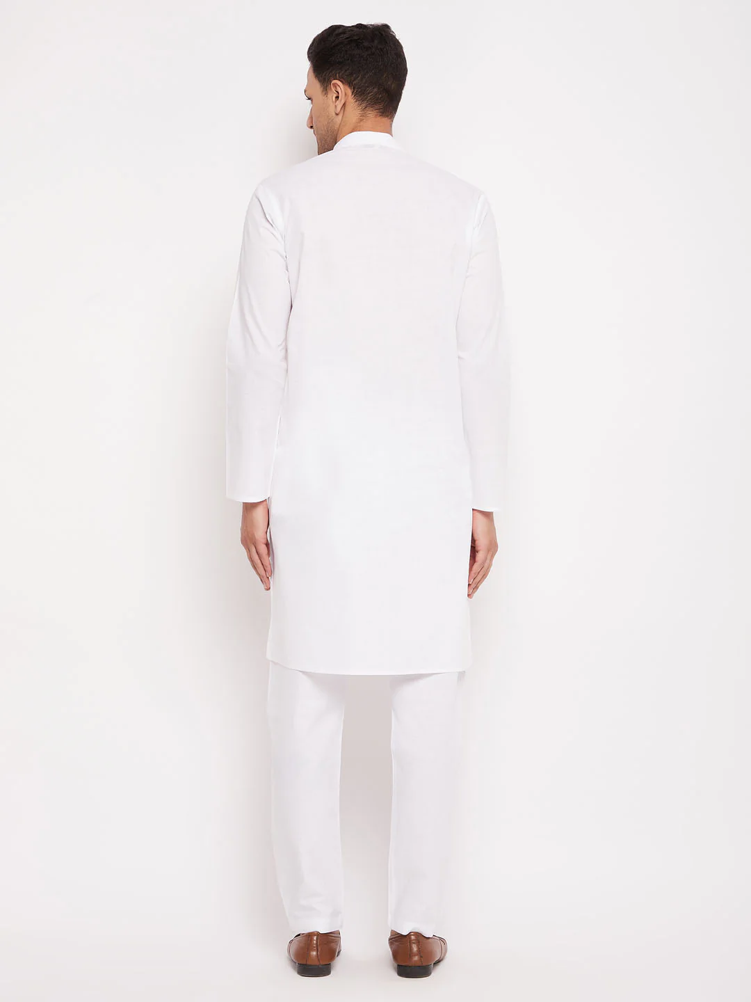 Men's White Kurta And Pajama Set - Image 3