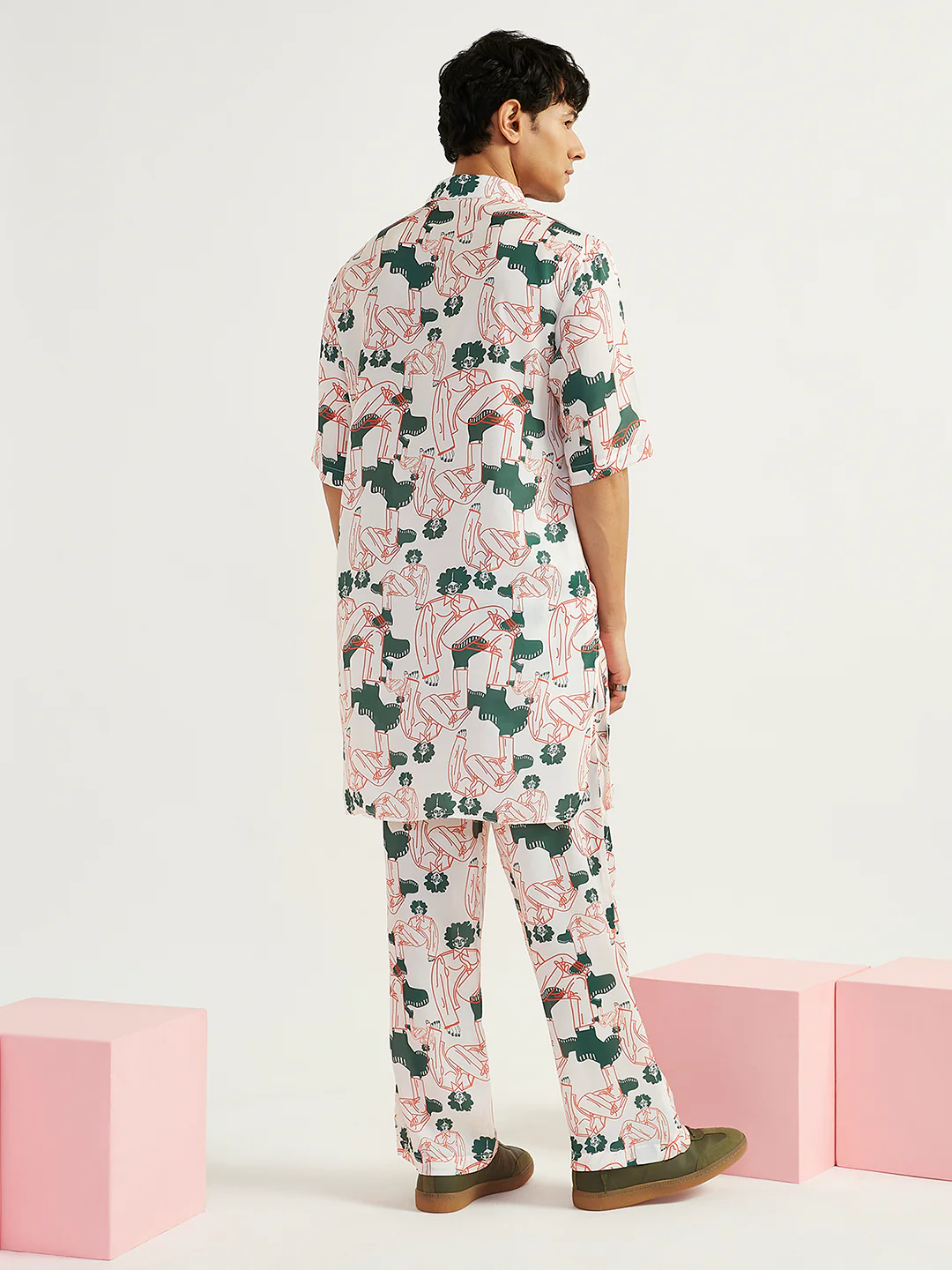 Men's White Satin Kurta And Pyjama Set - Image 4
