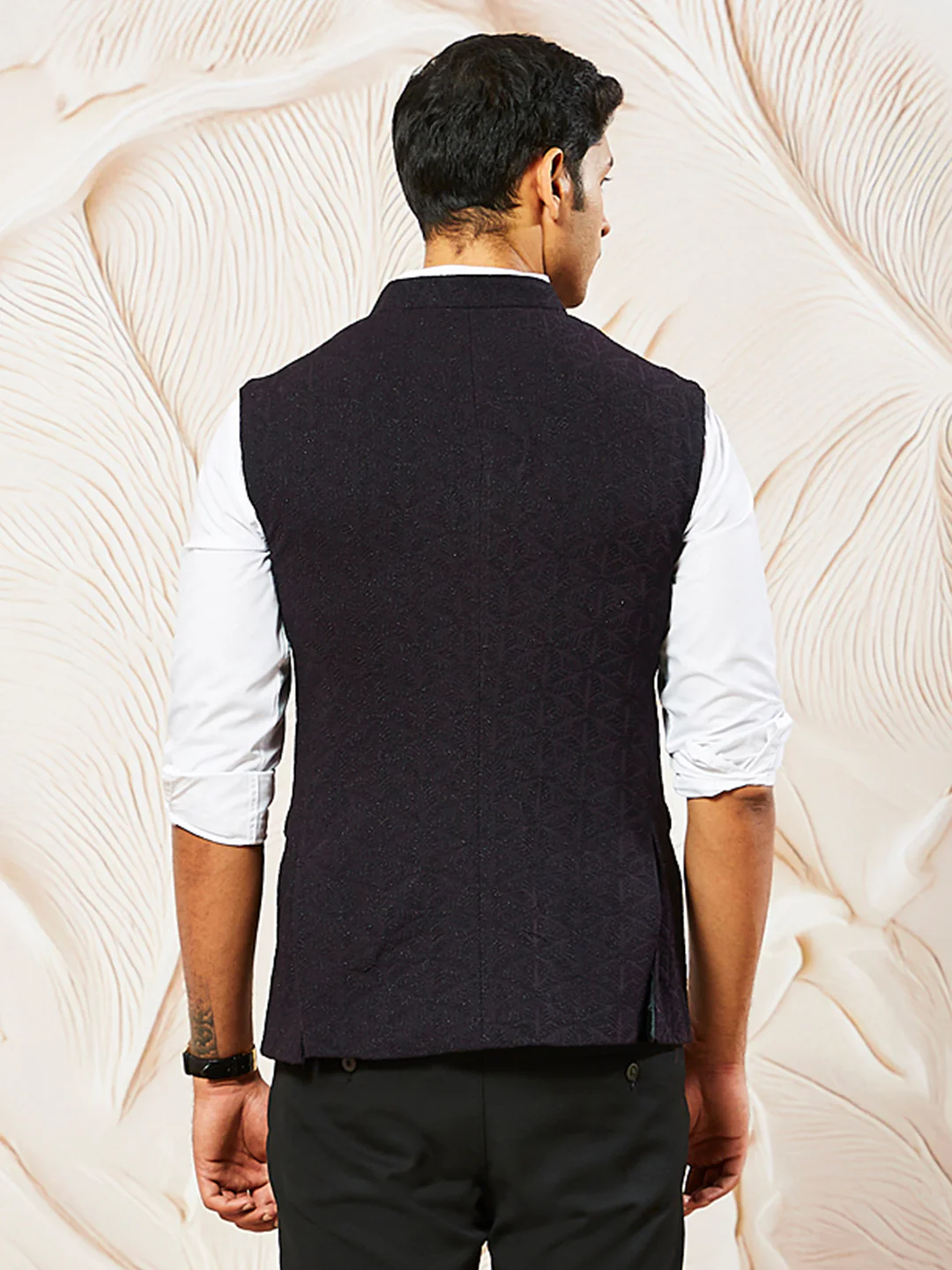 Men's Wine - Nehru Jacket - Image 4