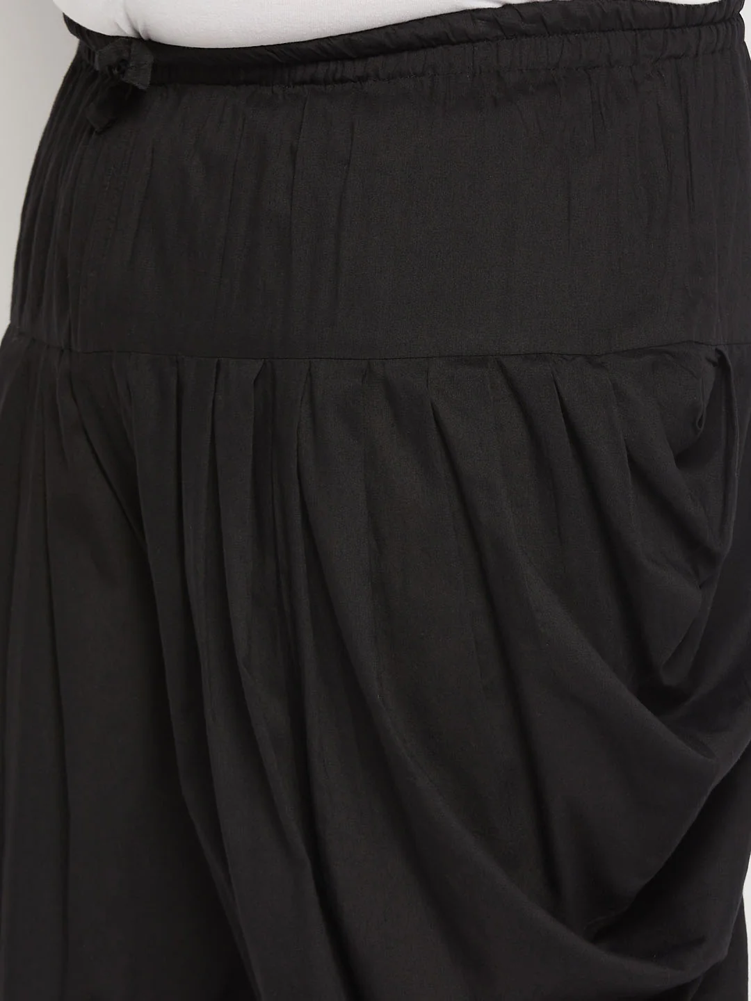 Men's Plus  Size Black Solid Cowl Dhoti Pant - Image 4