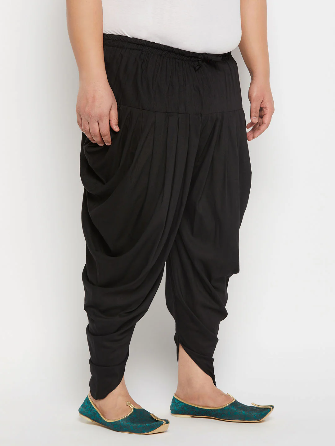 Men's Plus  Size Black Solid Cowl Dhoti Pant - Image 6