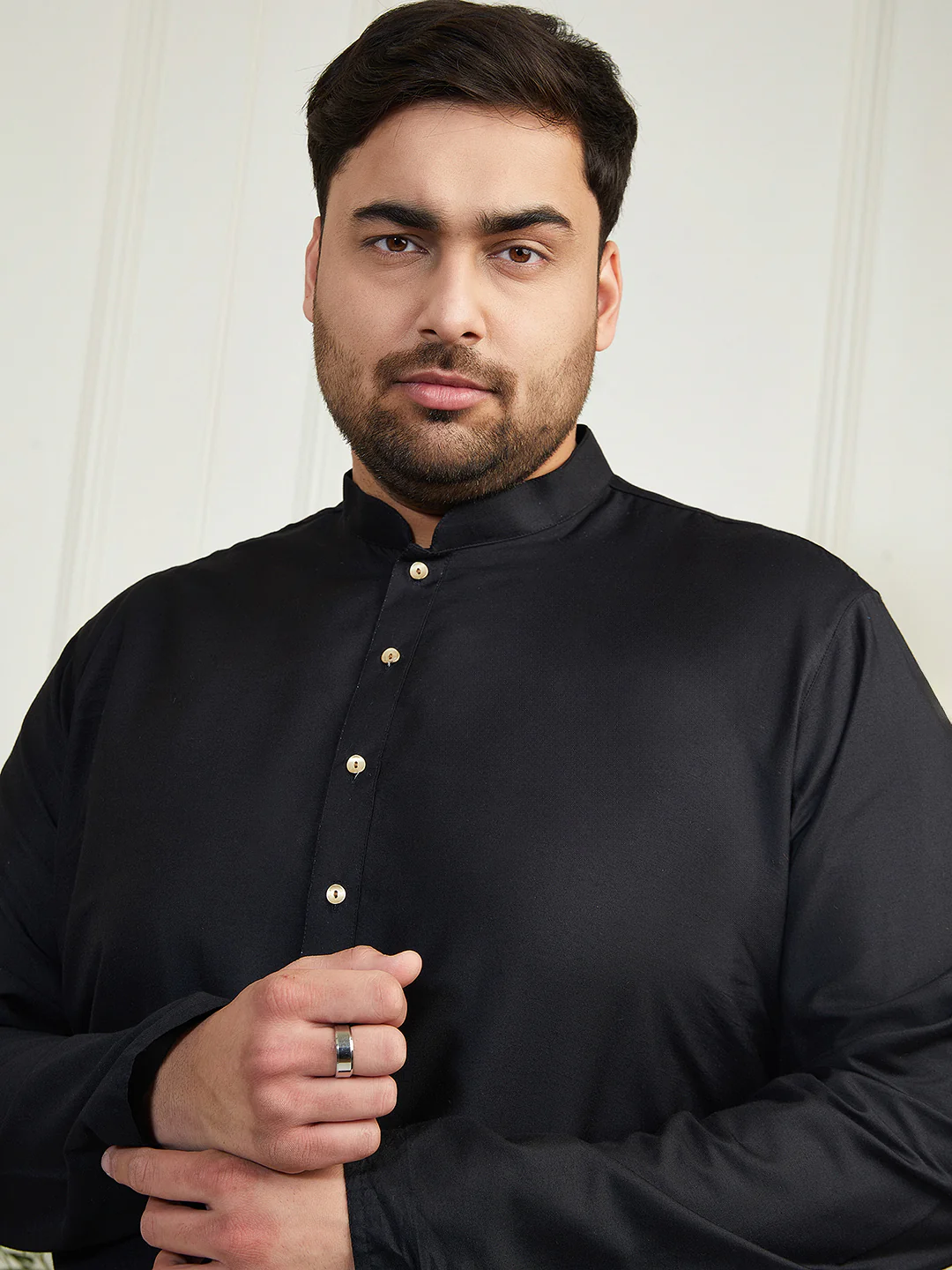 Plus Men's Black Viscose Kurta - Image 2