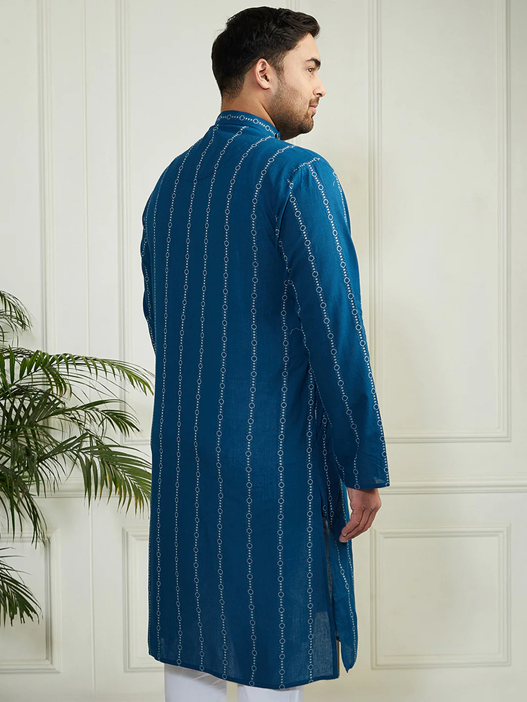 Plus Men's Indigo Blue Cotton Kurta - Image 2