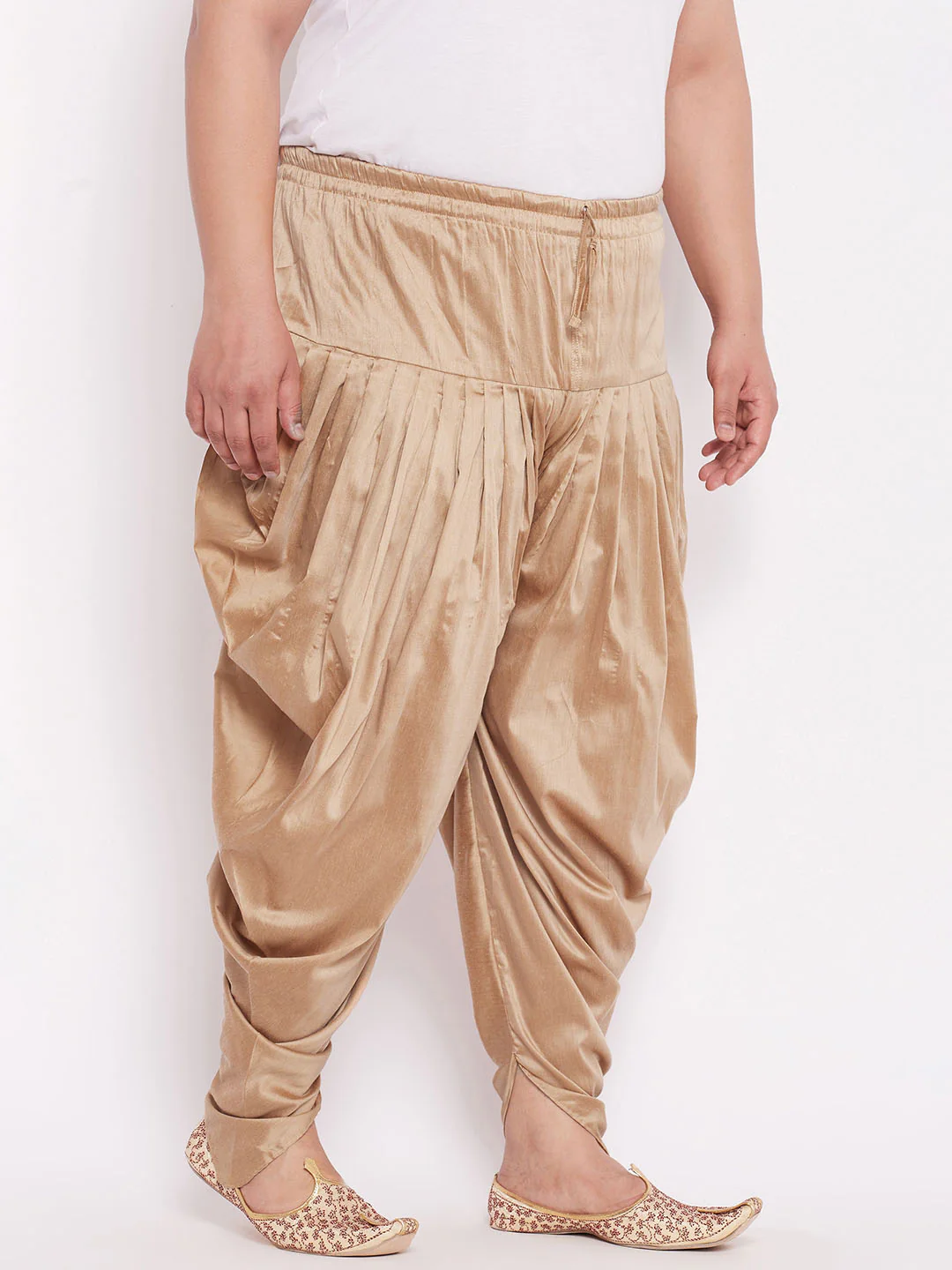 Plus Size Men's Rose Gold-Coloured Solid Cowl Dhoti - Image 2