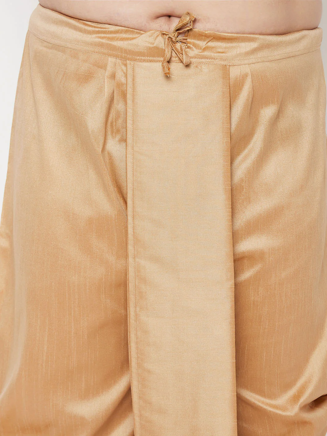 Plus Men's Gold Zari Weaved Nehru Jacket With Kurta Dhoti Set - Image 5