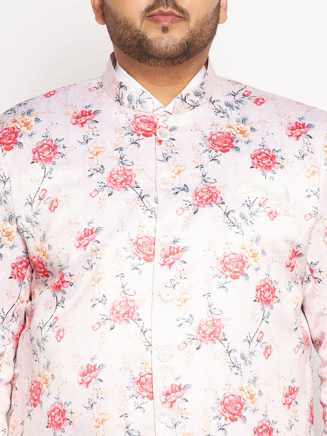 Plus Size Men's Peach Silk Blend Jodhpuri - Image 4