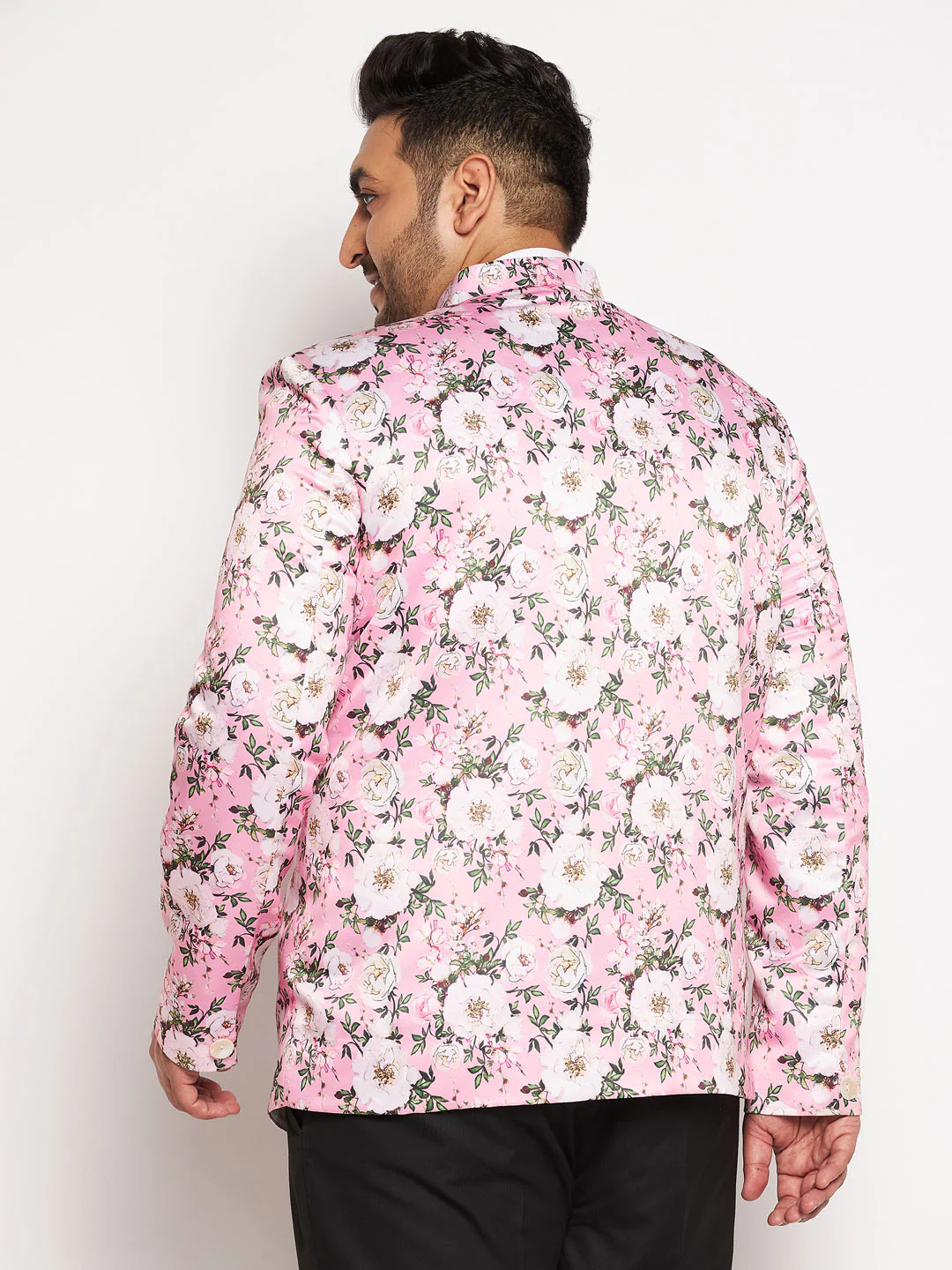 Plus Size Men's Pink Silk Blend Jodhpuri - Image 3