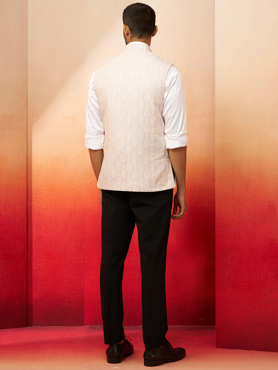 Men Purple Silk Nehru Jacket - Image 5