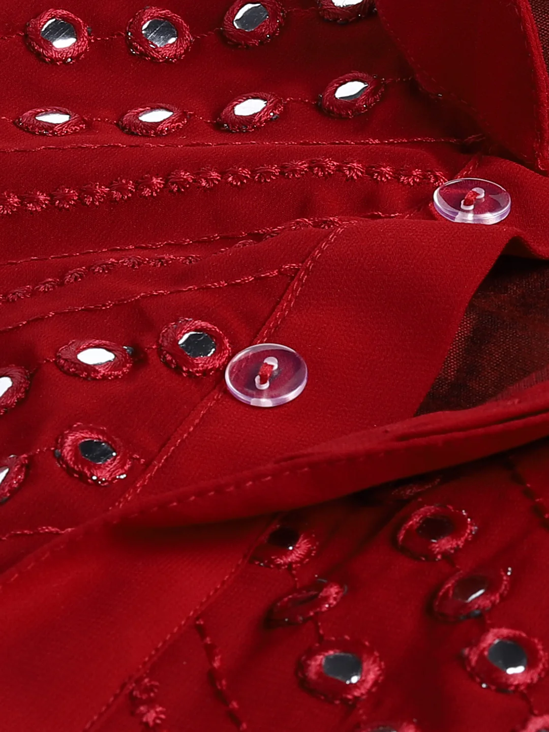Sishu Boy's' Maroon Mirror Work Kurta Pyjama Set - Image 4