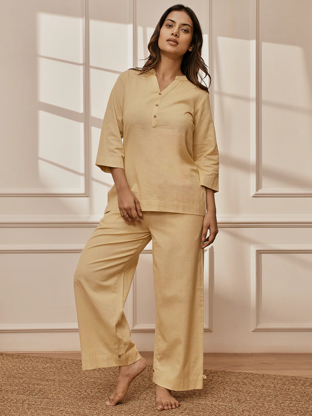 Women's Chiku Cotton Linen Straight Yoga Pants - Image 6