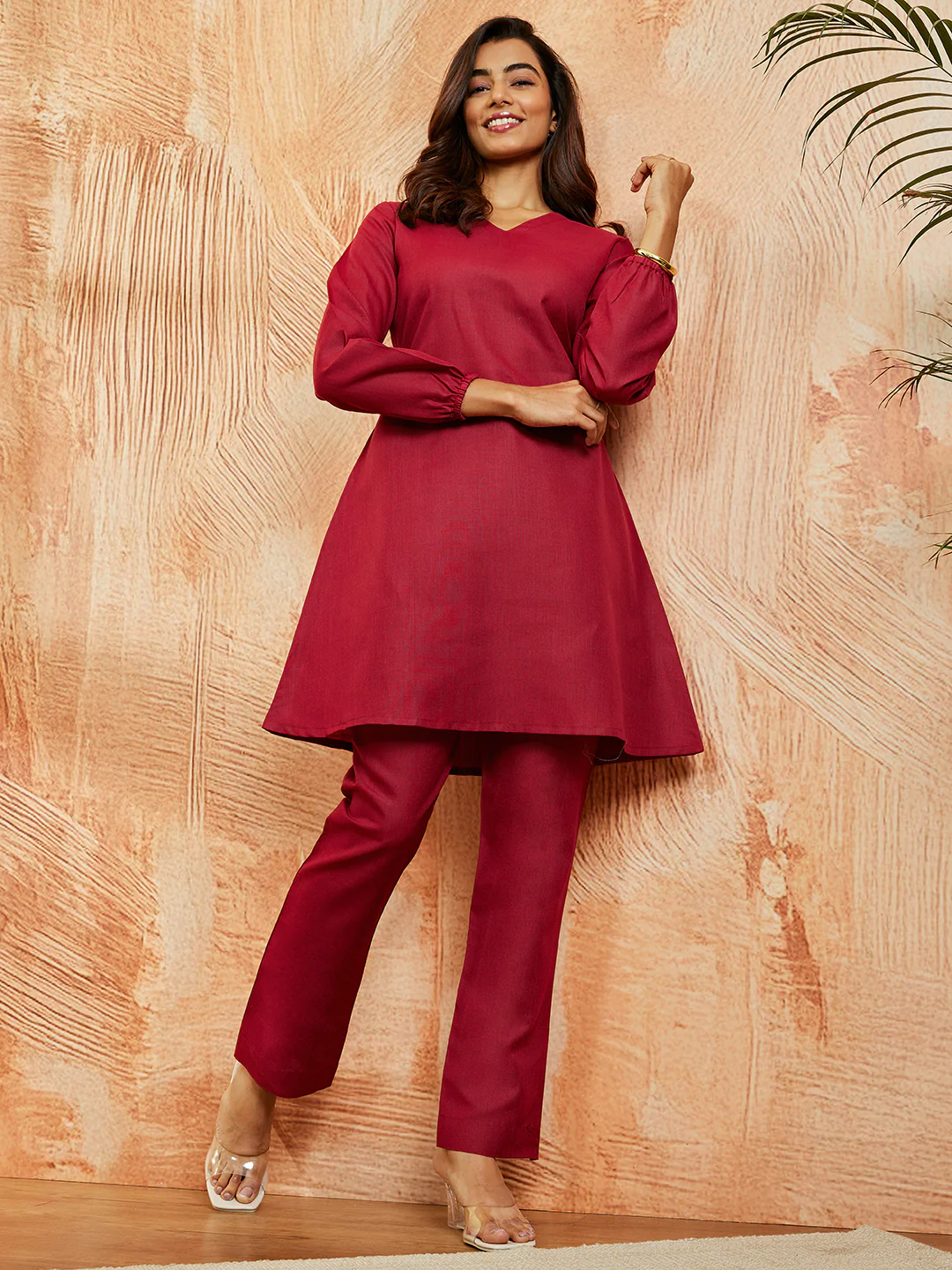 Women's Maroon Co Ords Set - Image 4