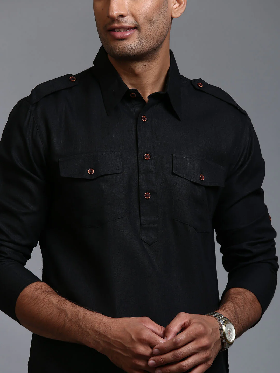 Men's Black Pathani Suit Set - Image 5
