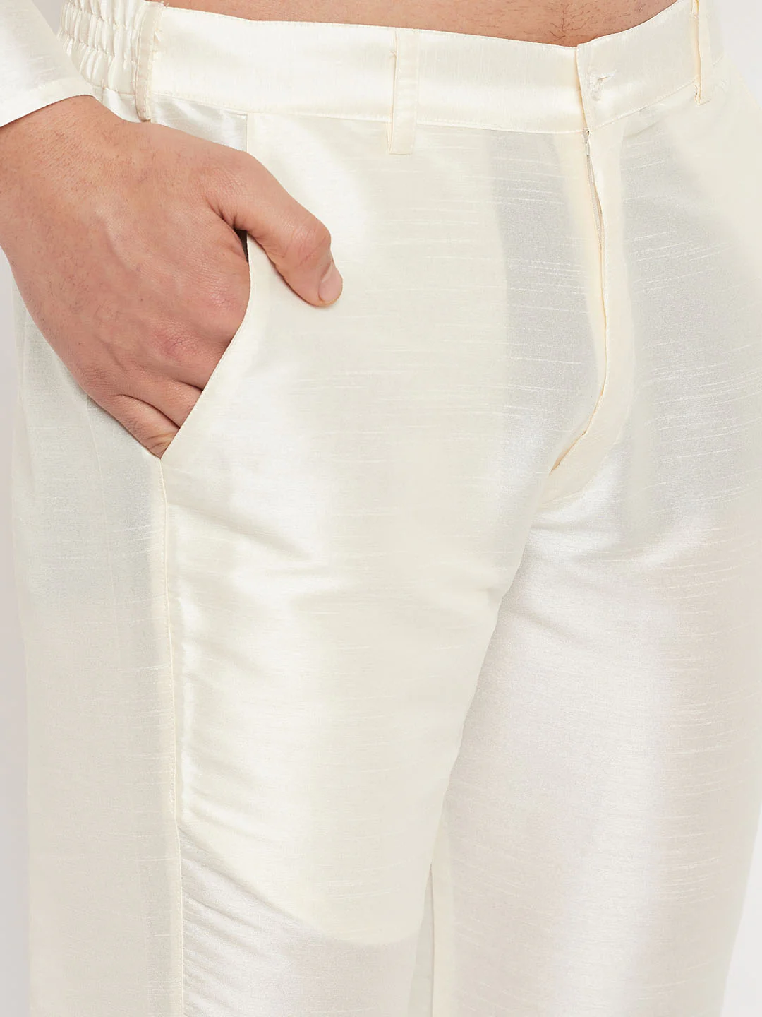 Men's Blue Silk Blend Jacket With Kurta Pant Set - Image 5