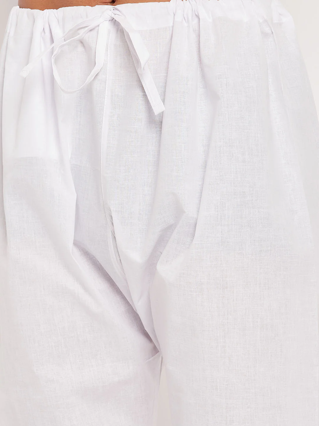 Men's Cream And White Cotton Blend Pathani Suit Set - Image 6