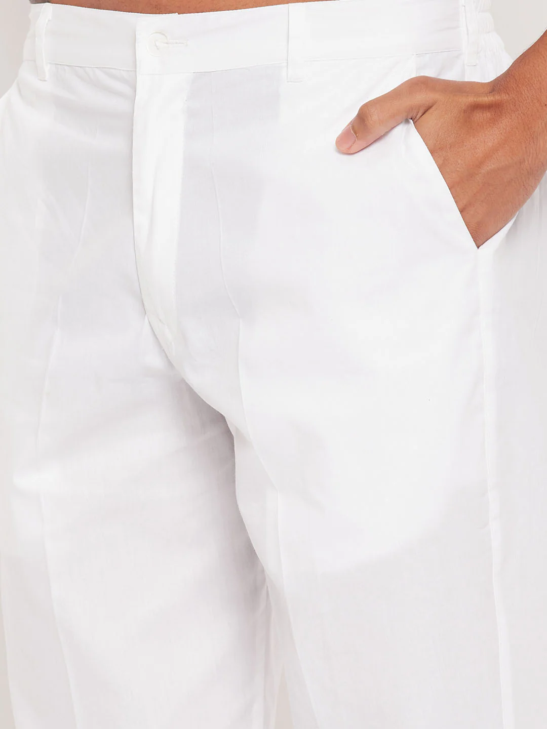 Men's Cream Pathani Suit With White Pant Set - Image 7