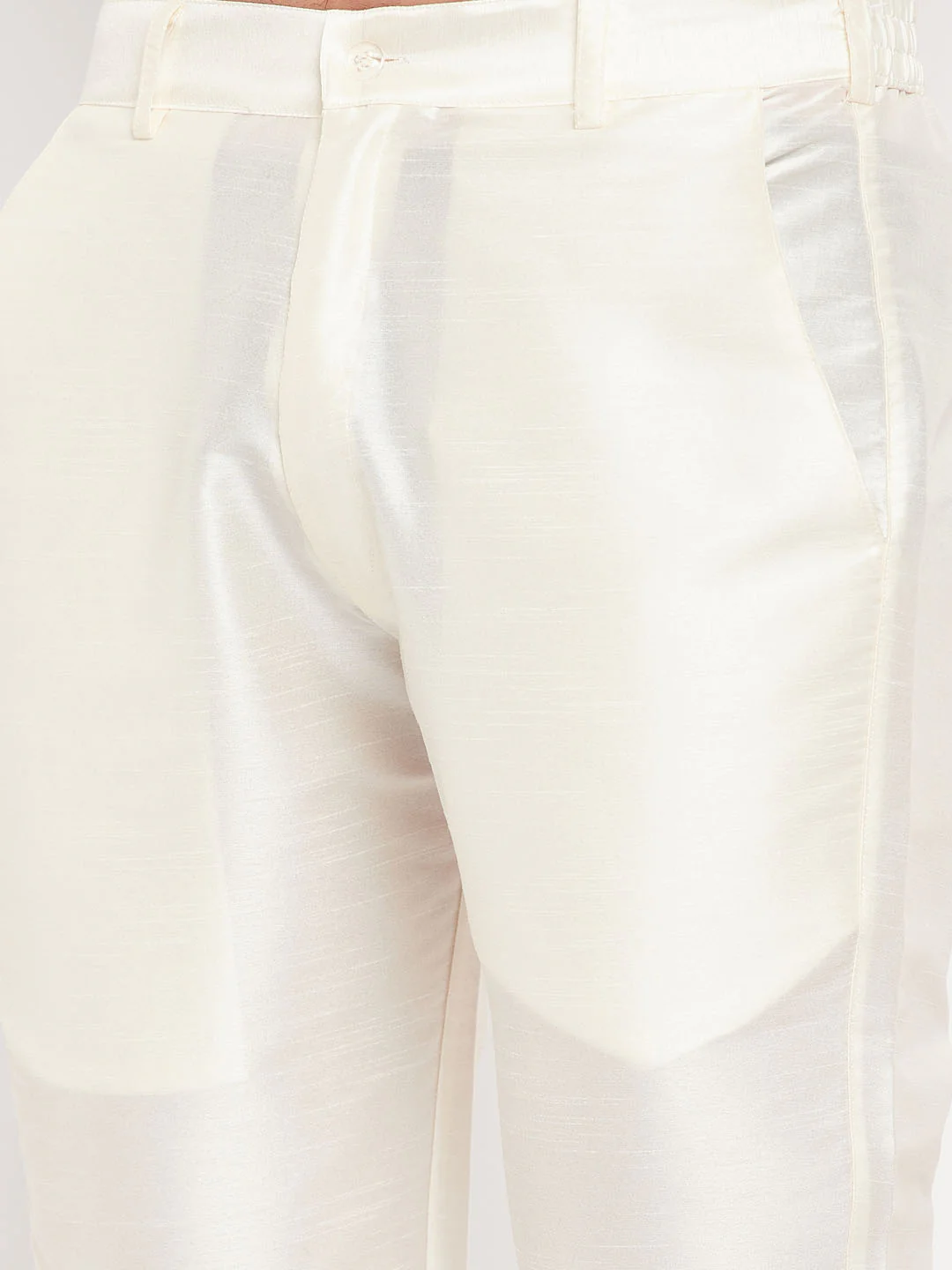 Men's Cream Silk Blend Pant Style Pyjama - Image 4
