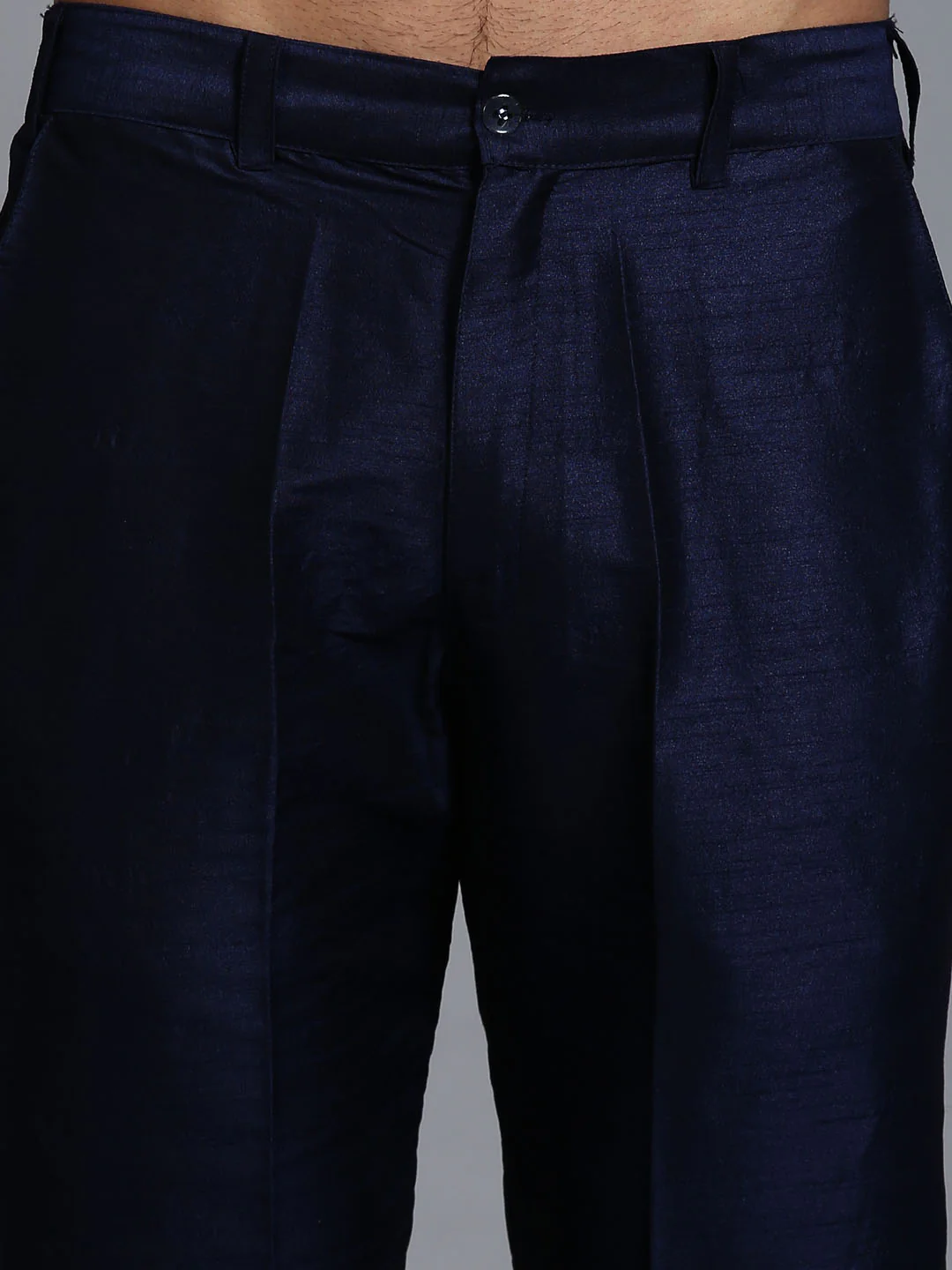 Men's Mehndi Green Embellished Jacket With Navy Blue Kurta Pant Set - Image 5