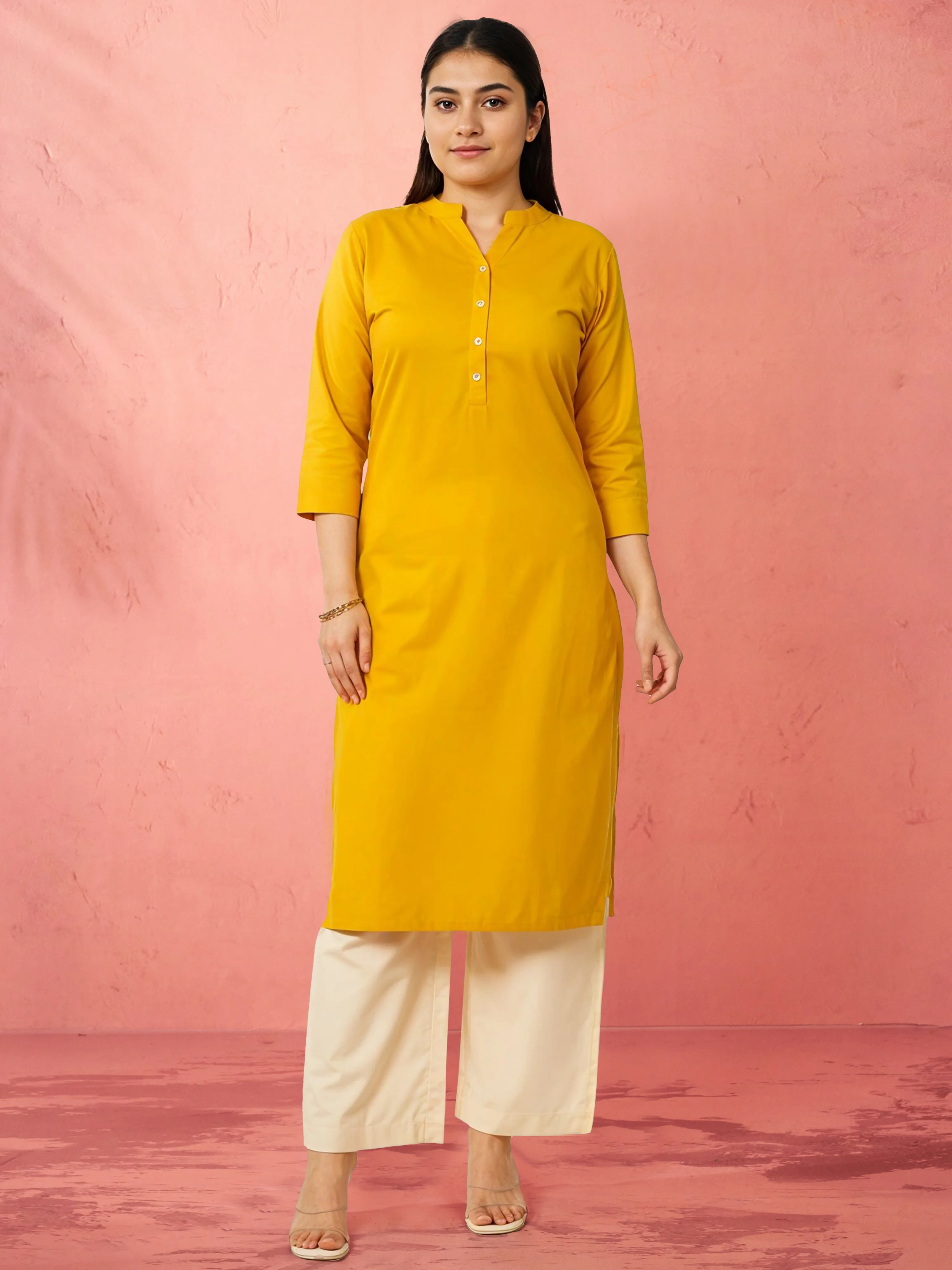 Women's Gold Viscose Palazzo Pants - Image 5