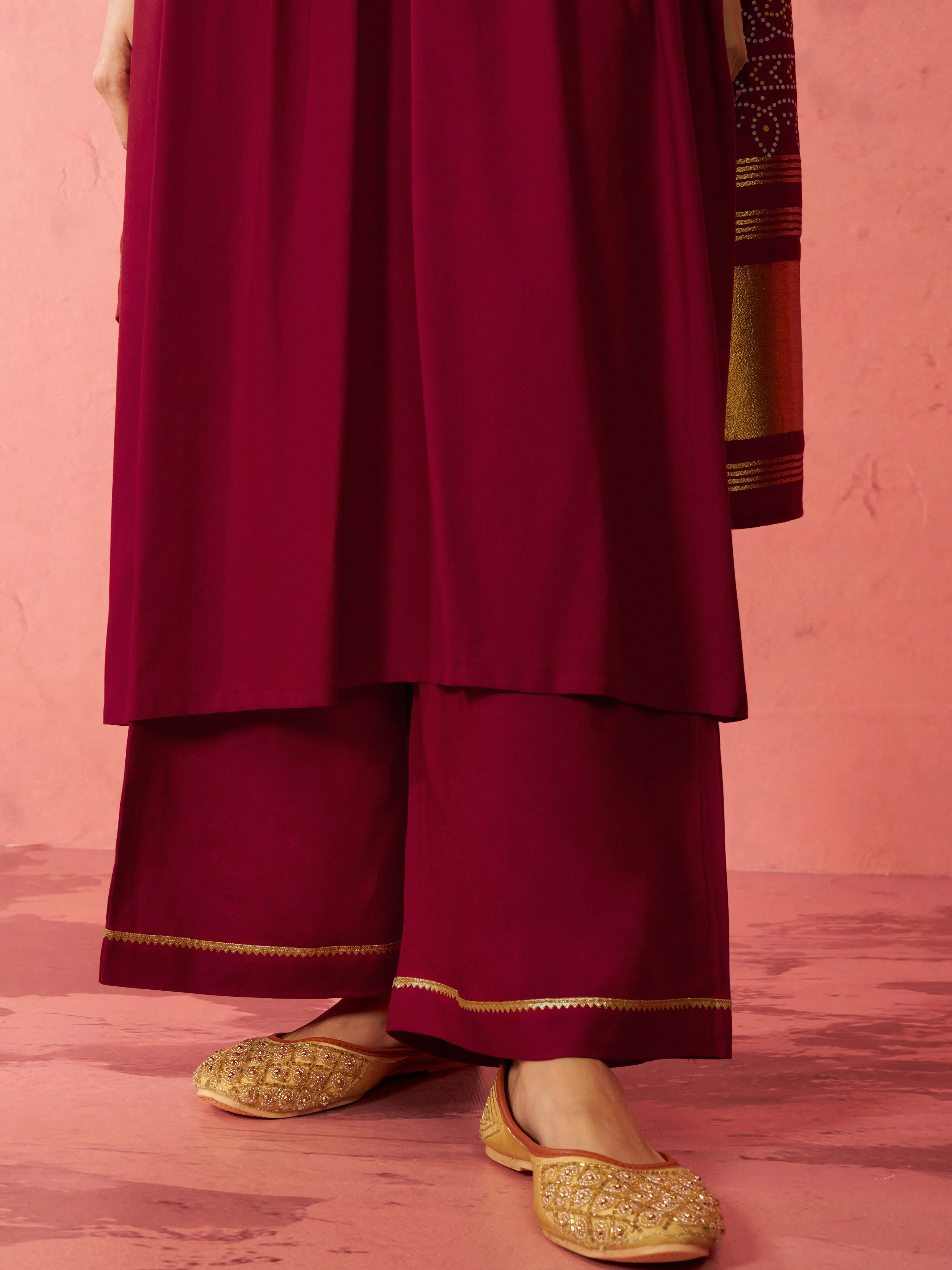Women's Maroon Rayon Anarkali Kurta Set - Image 7
