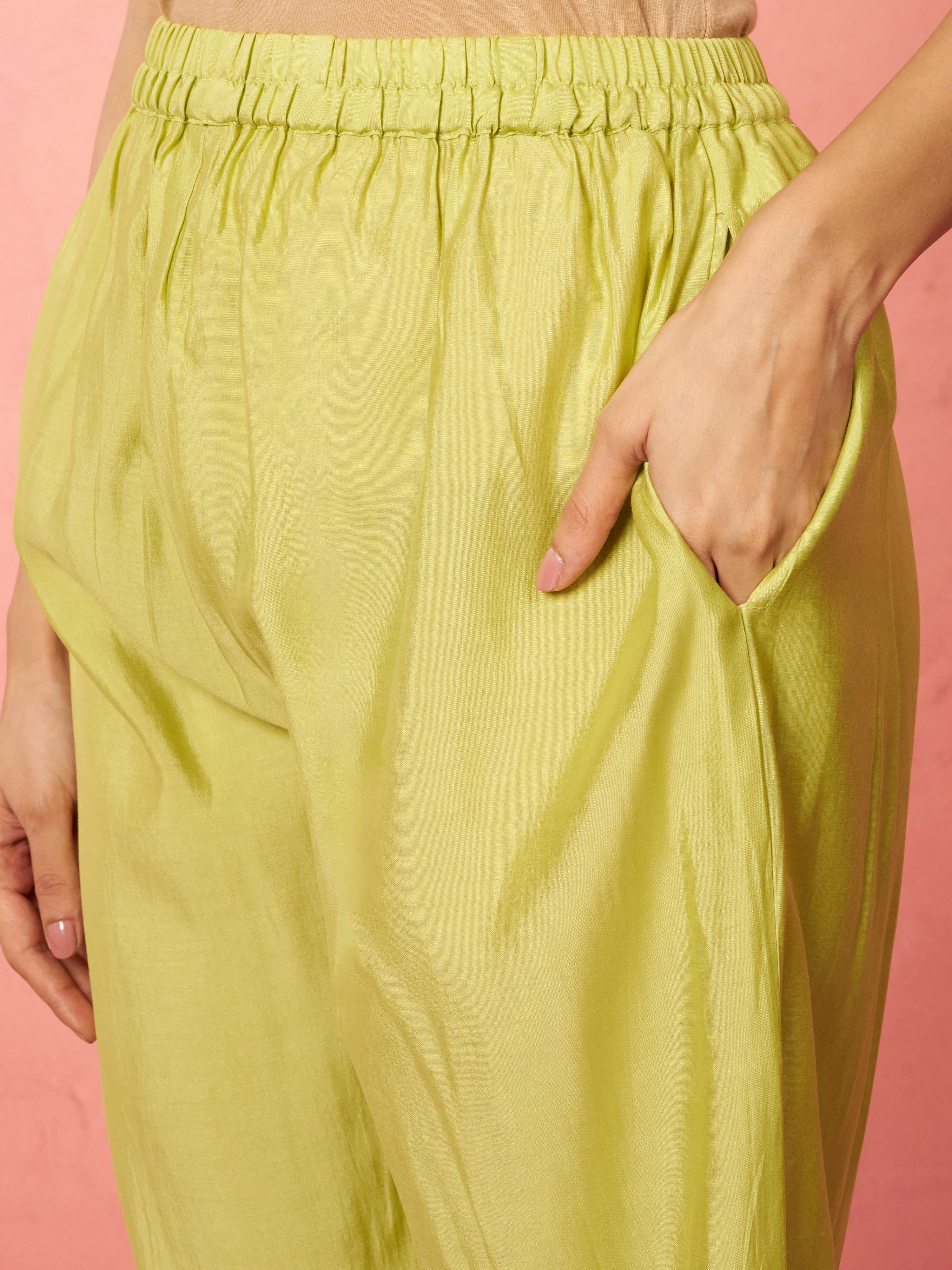 Women's Mint Green Silk Anarkali Kurta Set - Image 6
