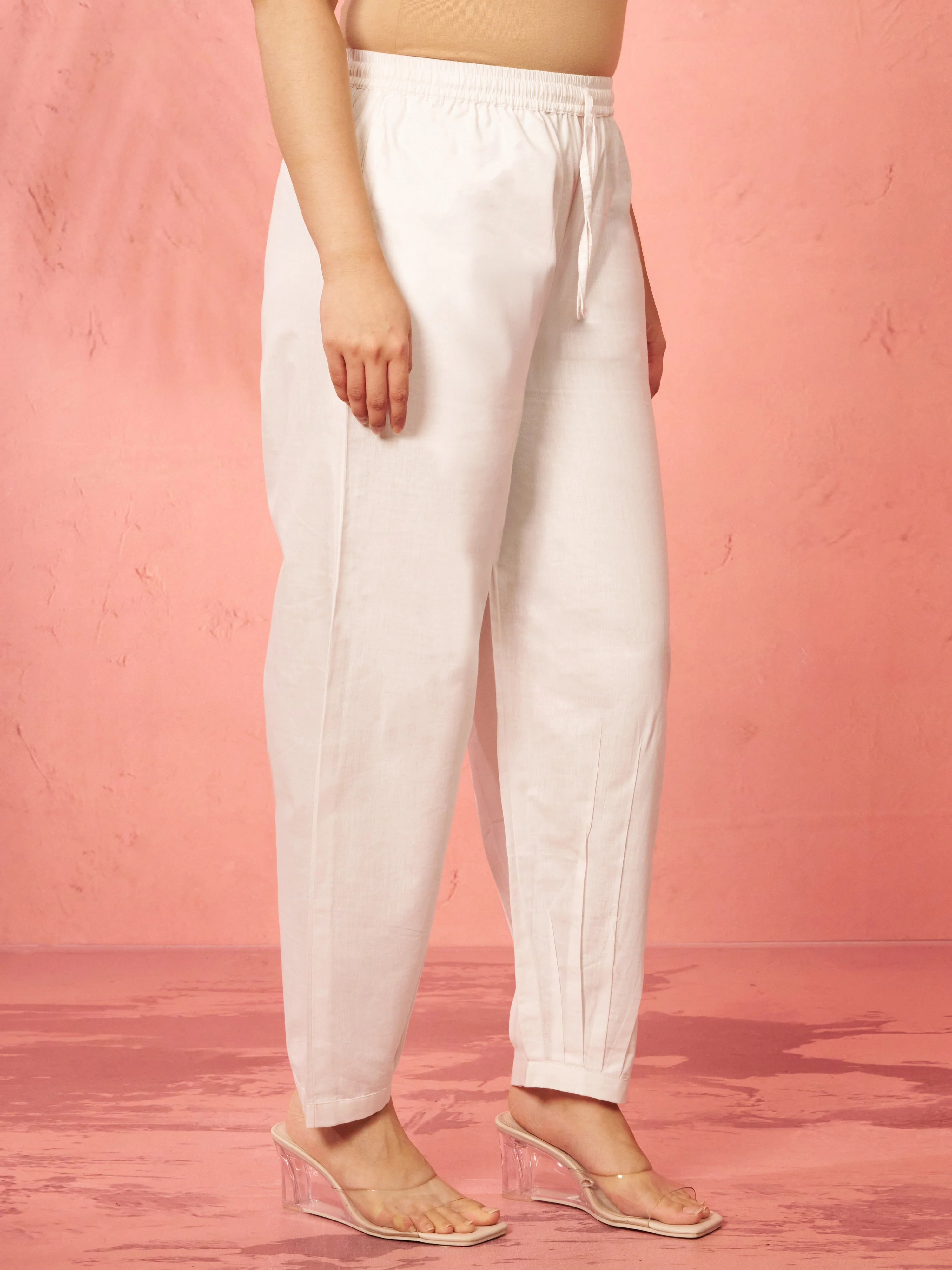 Women's White Cotton Afghani Salwar - Image 3